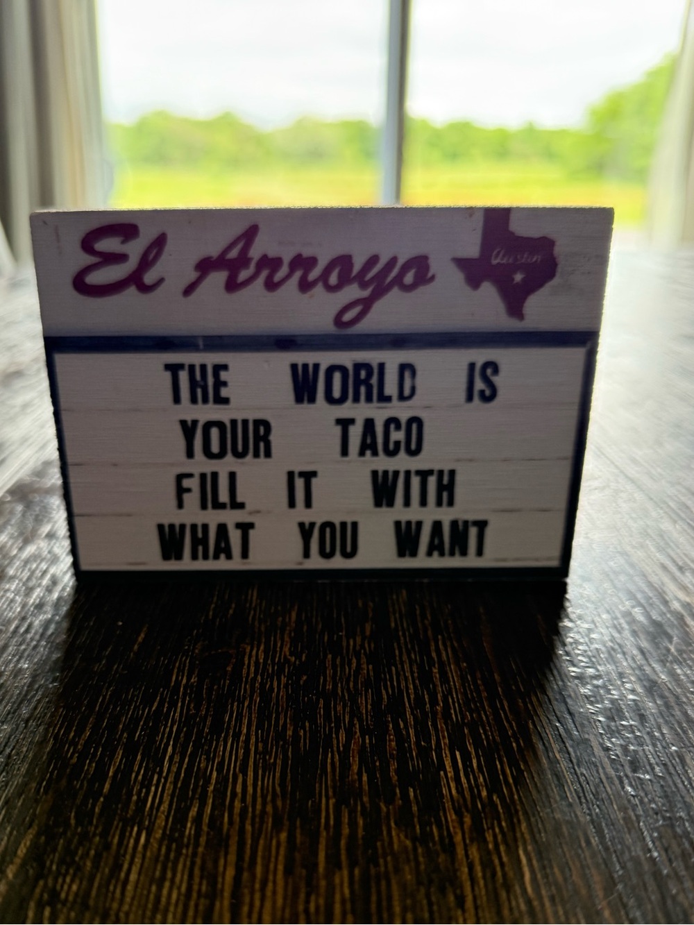 El Arroyo Mini Marquee Sign - White with Black & Burgundy Lettering